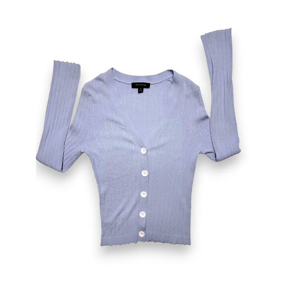 Ann Taylor Pastel Blue Fitted Ribbed Button Front Cardigan Top Size XS - Picture 9 of 9